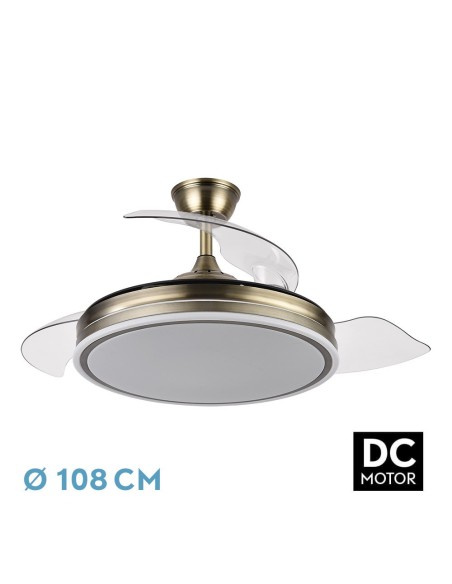 Ventilador de techo retráctil Fabrilamp modelo BAYOMO cuero  (Ø 108 cm)