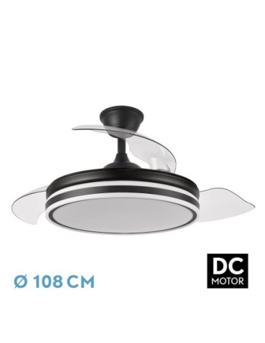 Ventilador de techo retráctil Fabrilamp modelo BAYOMO negro  (Ø 108 cm)