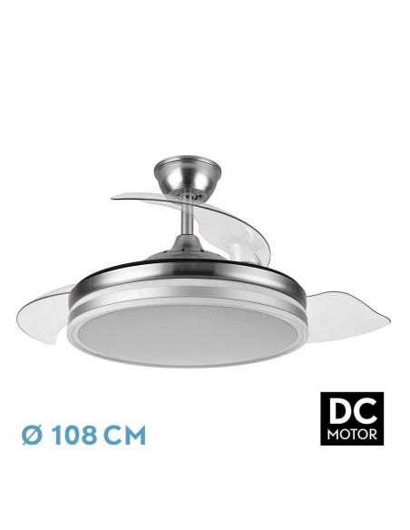 Ventilador de techo retráctil Fabrilamp modelo BAYOMO níquel  (Ø 108 cm)