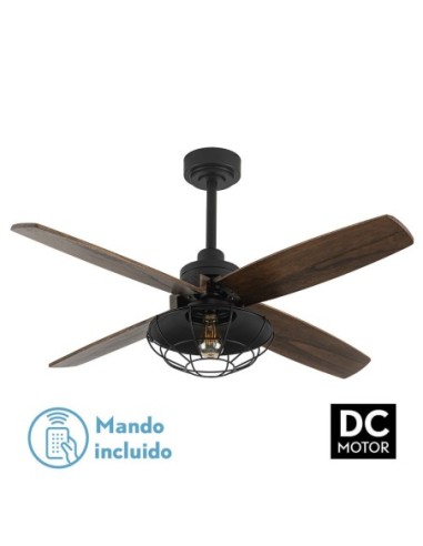 Ventilador de techo Fabrilamp modelo AQUILO negro y roble  (Ø 119,4 cm)