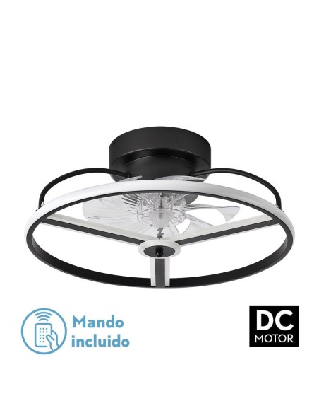 Ventilador de techo de plafón Fabrilamp modelo BORA negro  (Ø 50 cm)