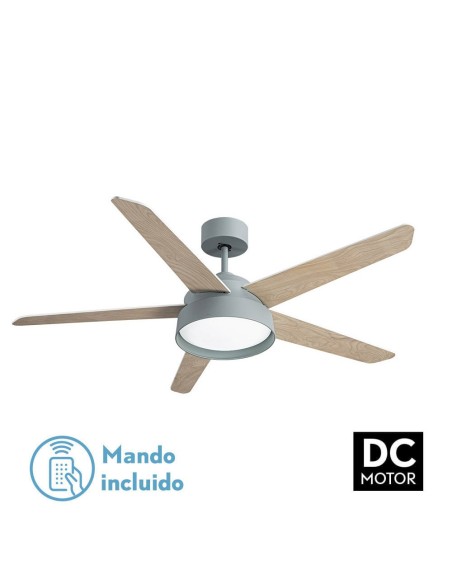 Ventilador de techo Fabrilamp modelo LEBECHE verde, blanco y haya  (Ø 132 cm)