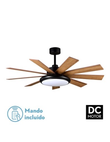 Ventilador de techo Fabrilamp modelo PIREO negro y roble  (Ø 132 cm)