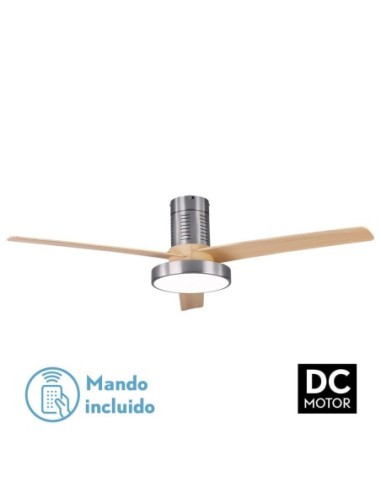 Ventilador de techo Fabrilamp modelo PAX níquel y haya  (Ø 139 cm)