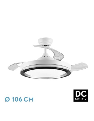 Ventilador de techo retráctil Fabrilamp modelo PICOLO blanco y negro  (Ø 106 cm)