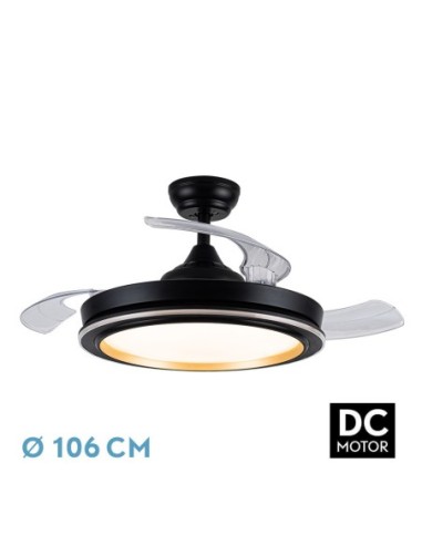 Ventilador de techo retráctil Fabrilamp modelo PICOLO negro y oro  (Ø 106 cm)