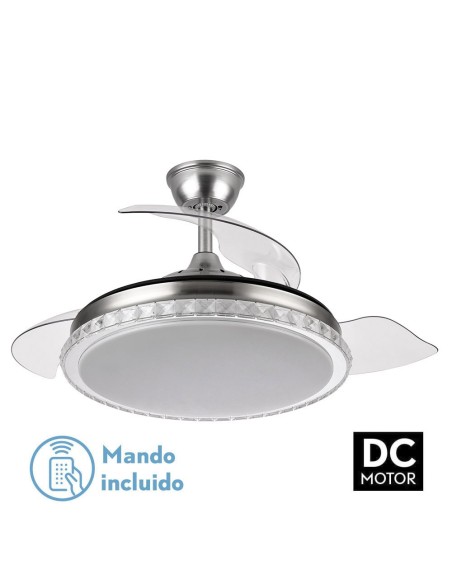 Ventilador de techo retráctil Fabrilamp modelo BILIKU níquel  (Ø 108 cm)