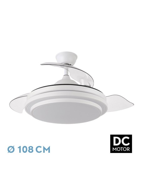 Ventilador de techo retráctil Fabrilamp modelo IBE blanco  (Ø 108 cm)