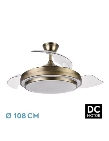 Ventilador de techo retráctil Fabrilamp modelo IBE cuero  (Ø 108 cm)