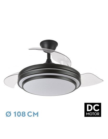 Ventilador de techo retráctil Fabrilamp modelo IBE negro  (Ø 108 cm)