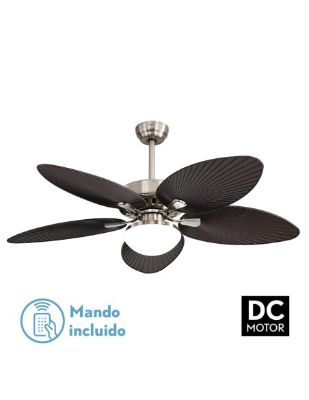 Ventilador de techo Fabrilamp modelo BORASCO niquel y marrón  (Ø 132 cm)