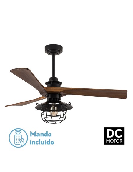 Ventilador de techo Fabrilamp modelo VULTURNO negro y roble  (Ø 132 cm)