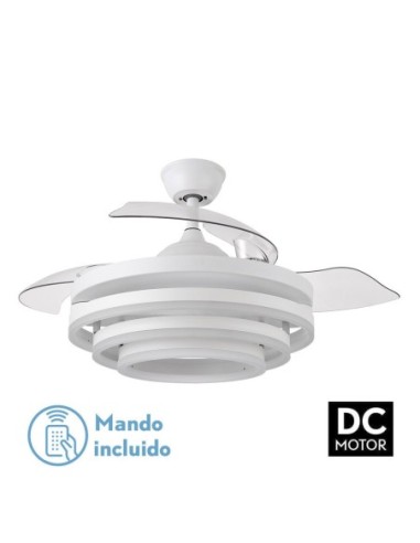 Ventilador de techo retráctil Fabrilamp modelo KAI blanco  (Ø 107 cm)