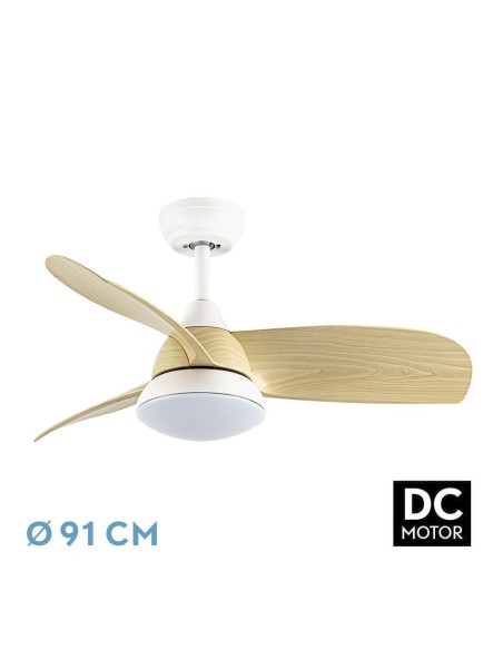 Ventilador de techo Fabrilamp modelo ATOMO blanco y haya  (Ø 91 cm)