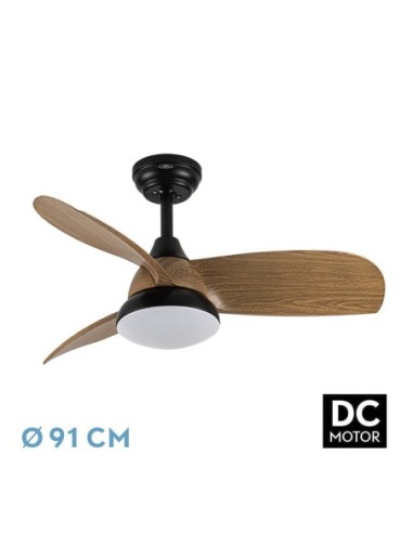 Ventilador de techo Fabrilamp modelo ATOMO negro y madera oscura  (Ø 91 cm)