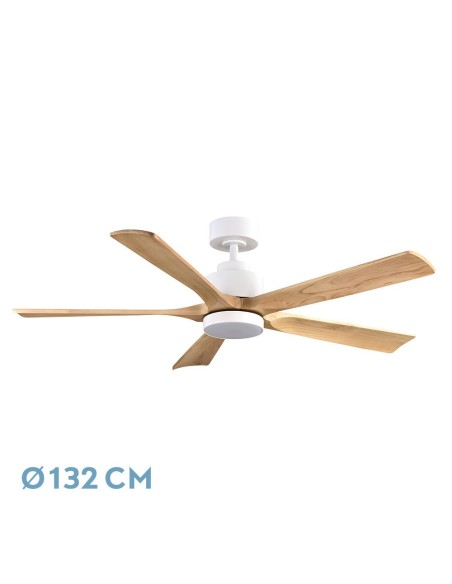 Ventilador de techo Fabrilamp modelo CAIRO blanco y haya  (Ø 132 cm)