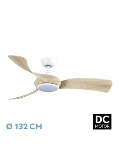 Ventilador de techo Fabrilamp modelo CERDEÑA blanco y haya  (Ø 132 cm)