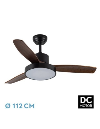 Ventilador de techo Fabrilamp modelo KAVALA negro y roble  (Ø 112 cm)