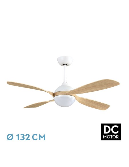 Ventilador de techo Fabrilamp modelo LIVORNO blanco y haya  (Ø 132 cm)