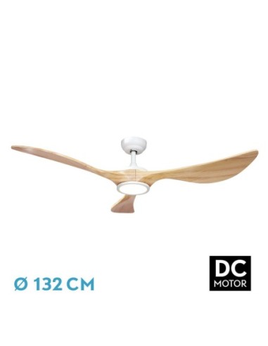 Ventilador de techo Fabrilamp modelo VIANA blanco y haya  (Ø 132 cm)