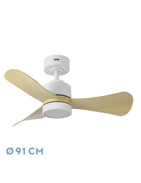 Ventilador de techo Fabrilamp modelo ZEPELIN blanco y haya  (Ø 91 cm)