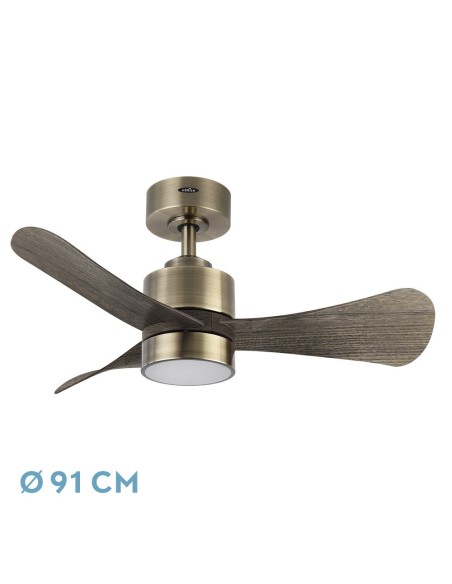 Ventilador de techo Fabrilamp modelo ZEPELIN cuero y roble  (Ø 91 cm)