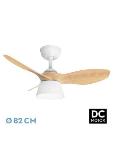 Ventilador de techo Fabrilamp modelo CUBICO blanco y haya  (Ø 82 cm)