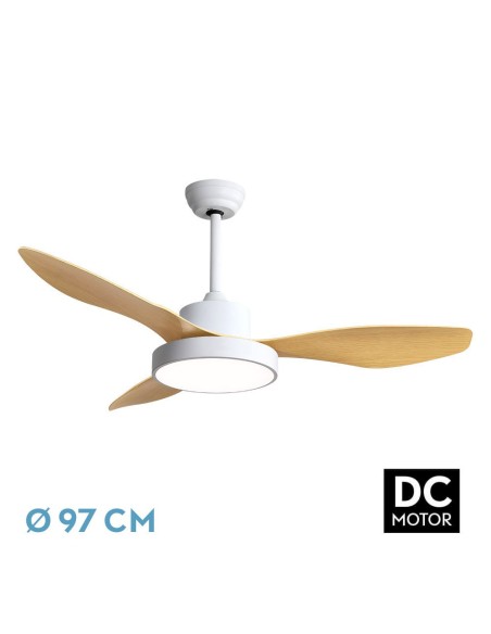 Ventilador de techo Fabrilamp modelo HAYATE blanco y haya  (Ø 97 cm)