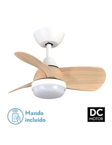 Ventilador de techo Fabrilamp modelo PIRDO blanco y haya  (Ø 60 cm)