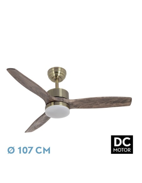 Ventilador de techo Fabrilamp modelo TORINO cuero y roble  (Ø 107 cm)