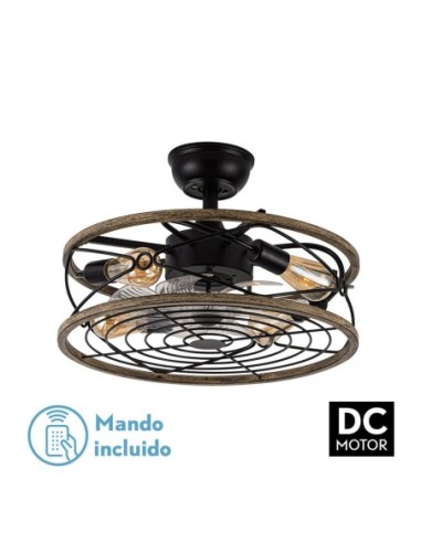 Ventilador de techo de plafón Fabrilamp modelo ARCADIA negro y marrón  (Ø 50 cm)