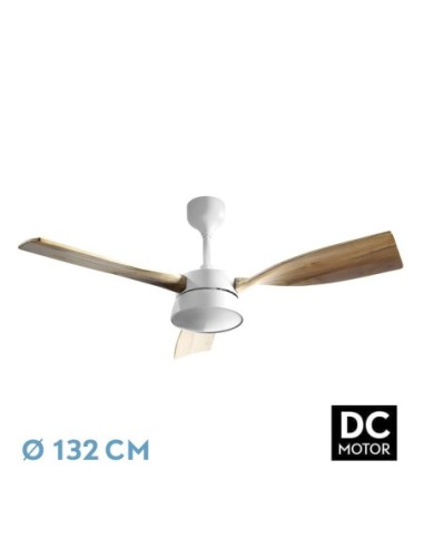 Ventilador de techo Fabrilamp modelo ESTIO blanco y haya  (Ø 132 cm)