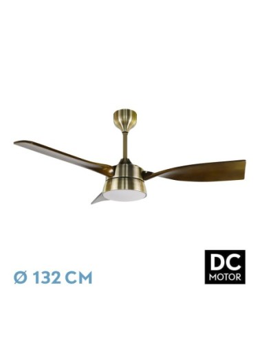 Ventilador de techo Fabrilamp modelo ESTIO cuero y roble  (Ø 132 cm)