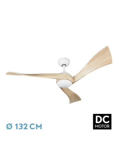 Ventilador de techo Fabrilamp modelo JANUBI blanco y haya  (Ø 132 cm)