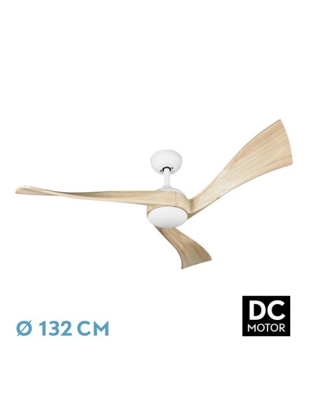 Ventilador de techo Fabrilamp modelo JANUBI blanco y haya  (Ø 132 cm)