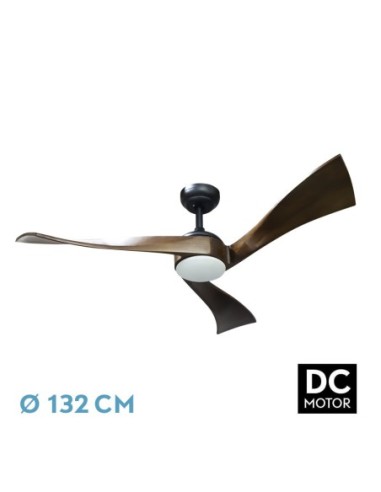 Ventilador de techo Fabrilamp modelo JANUBI negro y roble  (Ø 132 cm)