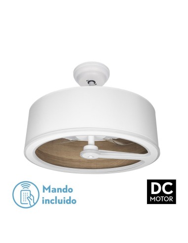 Ventilador de techo de plafón Fabrilamp modelo TATIANA blanco y madera oscura (Ø 62 cm)