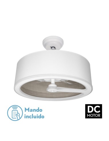 Ventilador de techo de plafón Fabrilamp modelo TATIANA blanco y madera gris (Ø 62 cm)