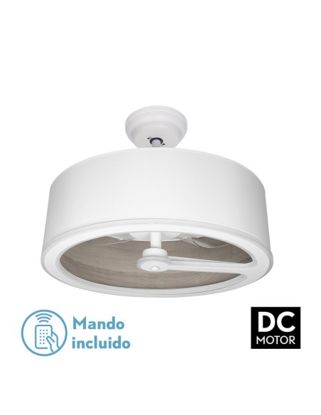 Ventilador de techo de plafón Fabrilamp modelo TATIANA blanco y madera gris (Ø 62 cm)