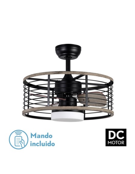 Ventilador de techo de plafón Fabrilamp modelo PELLA negro y madera  (Ø 50 cm)