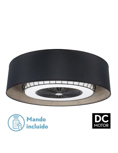 Ventilador de techo de plafón Fabrilamp modelo TANIA negro y madera gris  (Ø 70 cm)