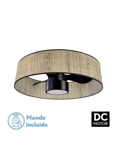 Ventilador de techo de plafón Fabrilamp modelo NATASHA cañizo y negro  (Ø 70 cm)