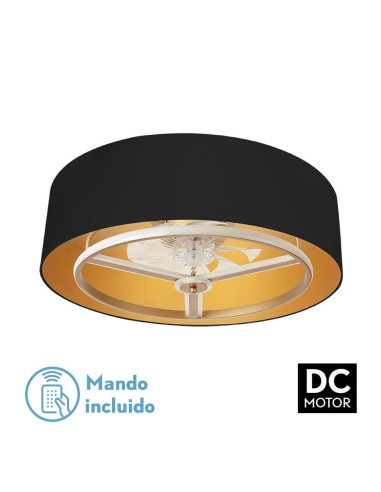 Ventilador de techo de plafón Fabrilamp modelo ANUSKA negro y oro  (Ø 70 cm) DUPLICADO