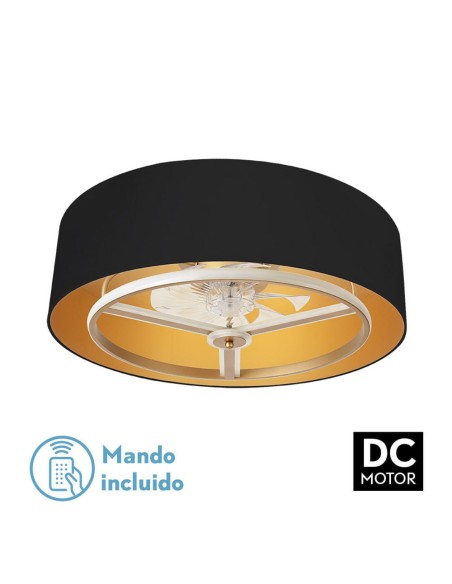 Ventilador de techo de plafón Fabrilamp modelo ANUSKA negro y oro  (Ø 70 cm) DUPLICADO