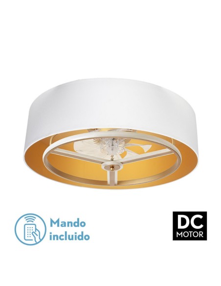 Ventilador de techo de plafón Fabrilamp modelo ANUSKA blanco y oro  (Ø 70 cm)