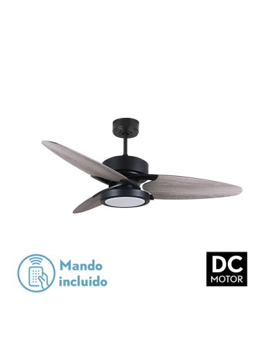 Ventilador de techo Fabrilamp modelo CROSS negro y roble  (Ø 132 cm)