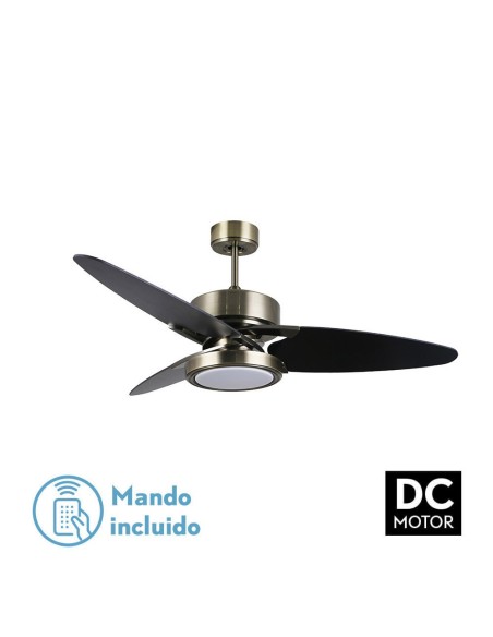 Ventilador de techo Fabrilamp modelo CROSS negro y nogal  (Ø 132 cm)