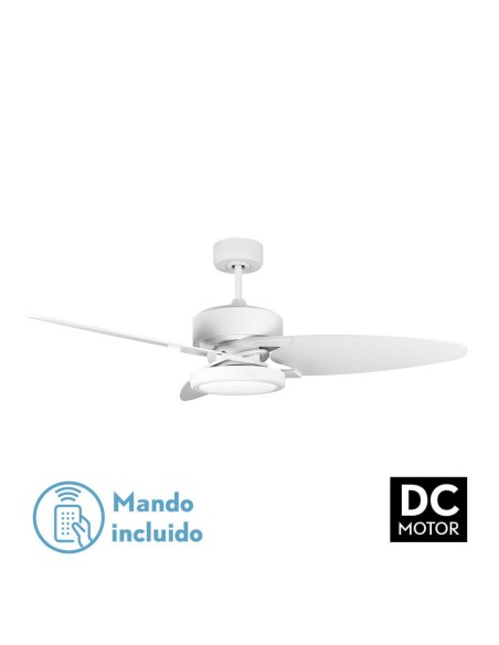 Ventilador de techo Fabrilamp modelo CROSS blanco y haya  (Ø 132 cm)