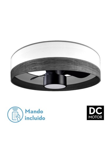 Ventilador de techo de plafón Fabrilamp modelo OLGA blanco y madera negra  (Ø 70 cm)