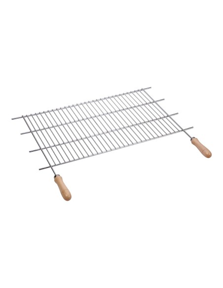 Parrilla para barbacoa de zinc con asas de madera (70cm x 40cm)